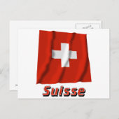 Drapeau Suisse avec le nom en français Briefkaart (Voorkant / Achterkant)