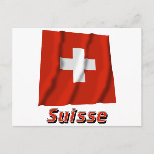 Drapeau Suisse avec le nom en français Briefkaart