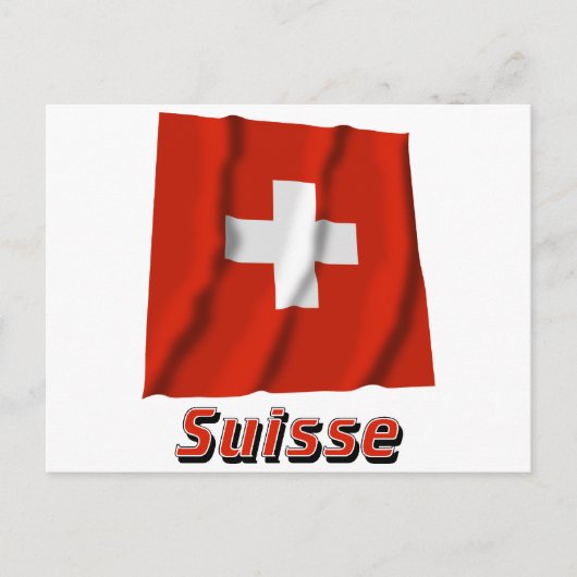 Drapeau Suisse avec le nom en français Briefkaart (Voorkant)