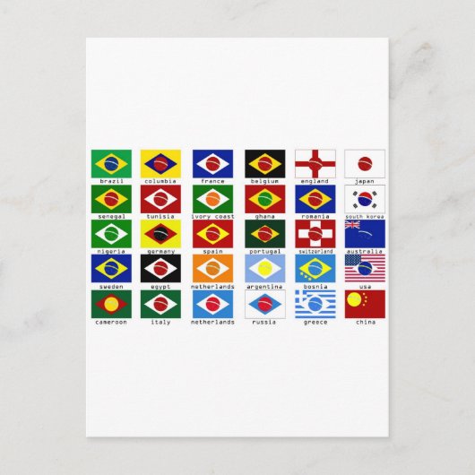 drapeaux pour la coupe du monde au brésil briefkaart (Voorkant)