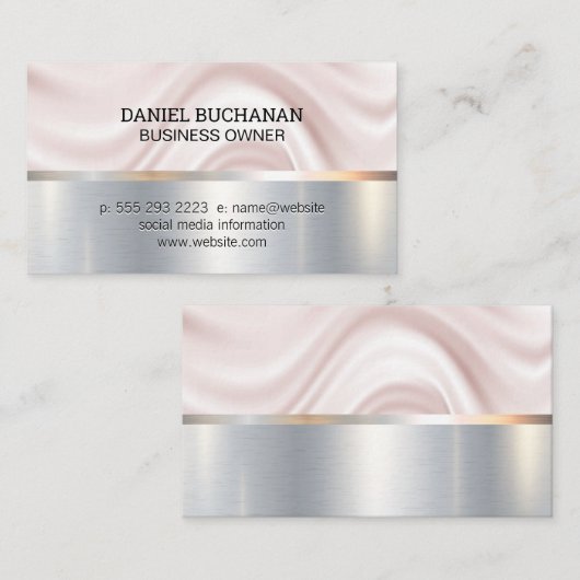 Draperige achtergrond | Goud metaal | Metaal gebor Visitekaartje (Voorkant / Achterkant)