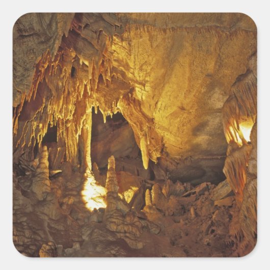 Drapery Kamer, Mammoth Cave National Park, Vierkante Sticker (Voorkant)