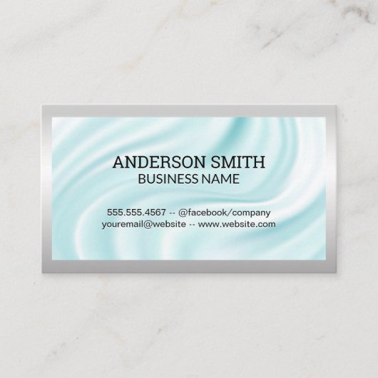 Drapery Silk Achtergrond | Zilveren grens Visitekaartje (Voorkant)