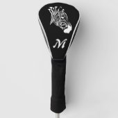Drasted White Stripes Zebra Silhouette Monogram Golfheadcover (Voorkant)
