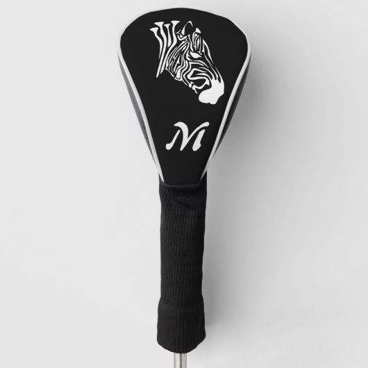 Drasted White Stripes Zebra Silhouette Monogram Golfheadcover (Voorkant)