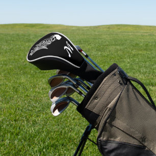 Drasted White Stripes Zebra Silhouette Monogram Golfheadcover