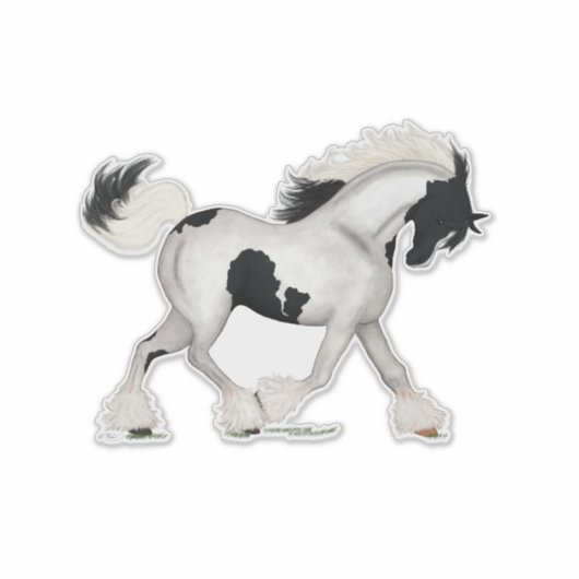 Dravend Gypsy Vanner Paard Pinto Pony Sticker (Voorkant)