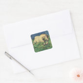 Dravend Paard door Giovanni Segantini, Vintage Kun Vierkante Sticker (Envelop)