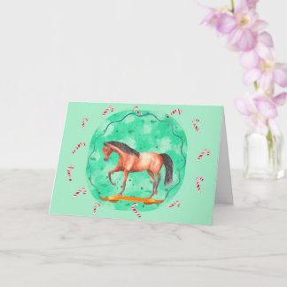 Dravend Paard en Pepernootstokken Kerstmis Kaart