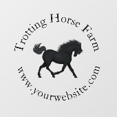 Dravend paard in cirkelvormige tekst Equestrian Raamsticker (Vel)