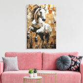 Dravend Paard in Dynamische Impasto Kunst Canvas Afdruk (Insitu (Woonkamer))