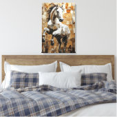 Dravend Paard in Dynamische Impasto Kunst Canvas Afdruk (Insitu (Slaapkamer))