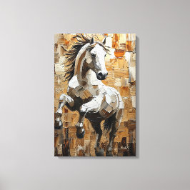 Dravend Paard in Dynamische Impasto Kunst Canvas Afdruk