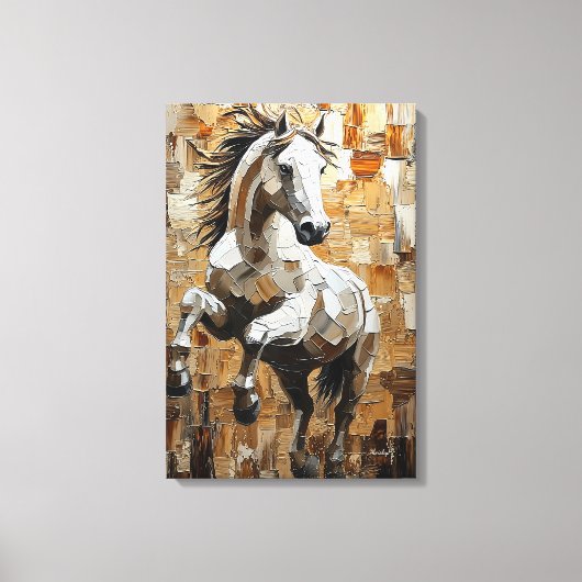 Dravend Paard in Dynamische Impasto Kunst Canvas Afdruk (Voorkant)