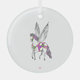 Dravend witte Pegasus antieke carrouselpaard Glas Ornament
