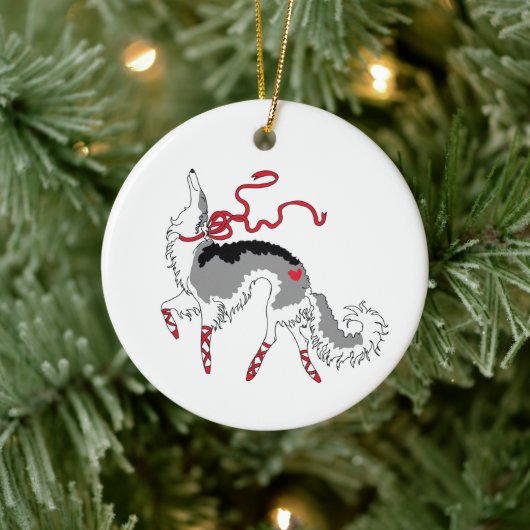 Dravende Borzoi Kerstversiering Keramisch Ornament (Boom)