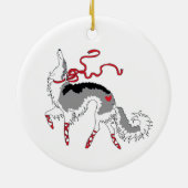 Dravende Borzoi Kerstversiering Keramisch Ornament (Achterkant)