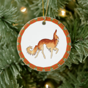 Dravende Borzoi Versiering Keramisch Ornament
