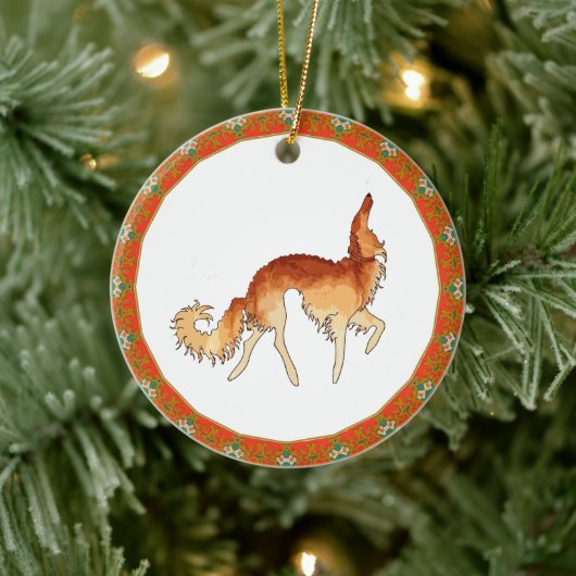 Dravende Borzoi Versiering Keramisch Ornament (Boom)