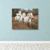 Dravende Camargue-paarden Canvas Afdruk (Insitu (Houten vloer))