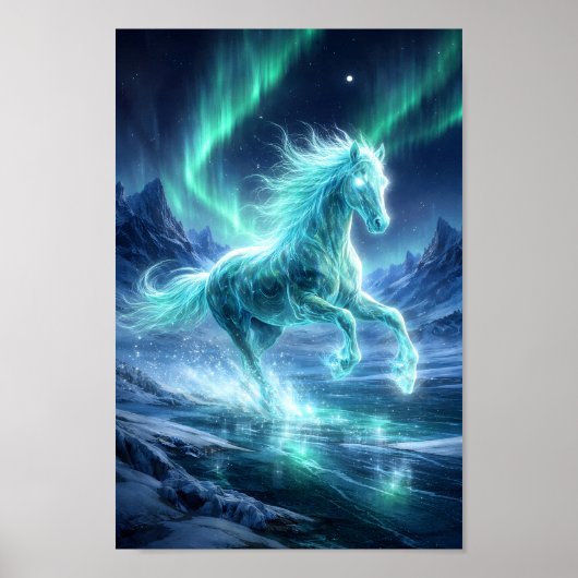 Dravende Hemelse Geest Paard Onder Groene Noord Poster (Voorkant)