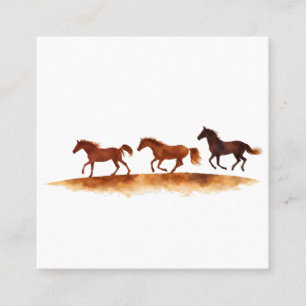 Dravende paarden op aquarelvlakte vierkante visitekaartje