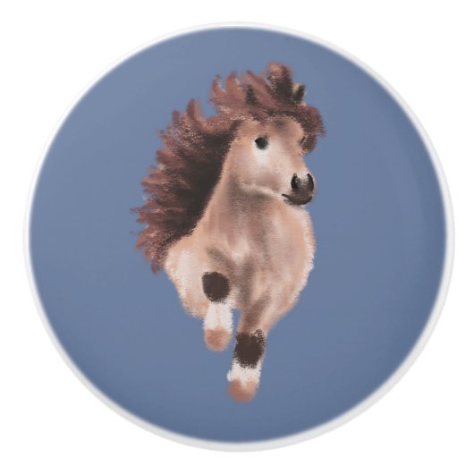 Dravende Pony  Keramische Knop (Voorkant)