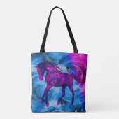 Dravende Zwarte Fantasy Paard Kunst Tote Bag (Achterkant)
