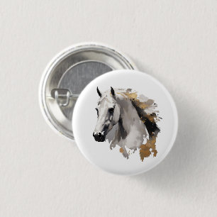 Dravers Grace White Horse Kunst Ronde Button 3,2 Cm