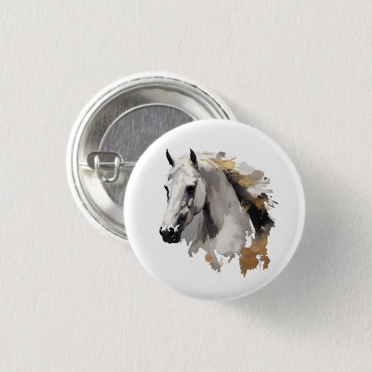Dravers Grace White Horse Kunst Ronde Button 3,2 Cm (Voorkant /achterkant)