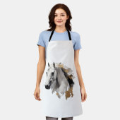 Dravers Grace White Horse Kunst Schort (Gedragen)