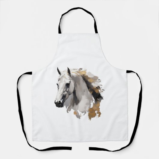 Dravers Grace White Horse Kunst Schort (Voorkant)