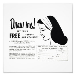 Draw Me - Vintage Art School Tekenwedstrijd Mok Foto Afdruk