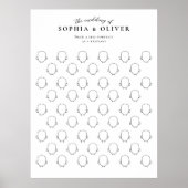 Draw Your Face 50 Guests Book Wedding Fun Poster (Voorkant)