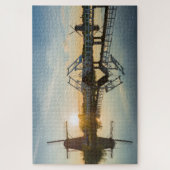 Drawbridge en windmolens bij zonsondergang in Nede Legpuzzel (Verticaal)