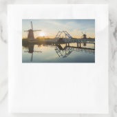 Drawbridge en windmolens bij zonsondergang in Nede Rechthoekige Sticker (Tas)