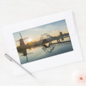 Drawbridge en windmolens bij zonsondergang in Nede Rechthoekige Sticker (Envelop)