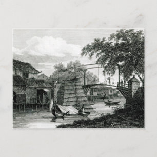 Drawbridge in Malacca, gegraveerd door George Cook Briefkaart