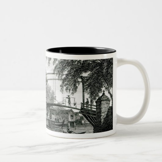 Drawbridge in Malacca, gegraveerd door George Cook Tweekleurige Koffiemok (Rechts)