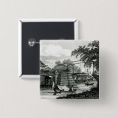 Drawbridge in Malacca, gegraveerd door George Cook Vierkante Button 5,1 Cm (Voorkant /achterkant)