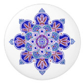Drawer Pull, met blauw en paars medaillon Keramische Knop (Voorkant)