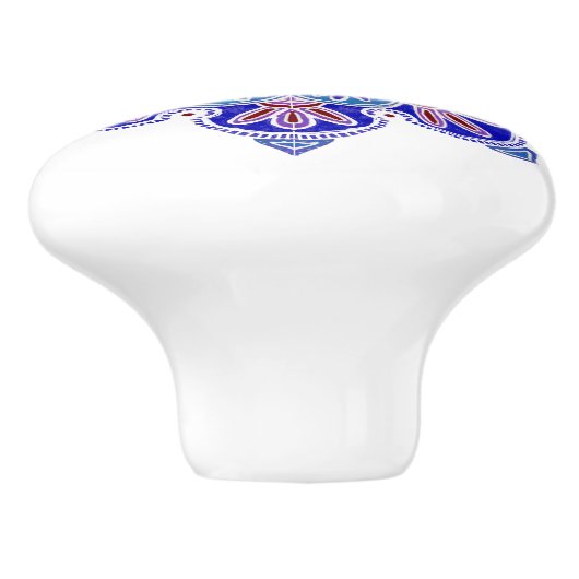 Drawer Pull, met blauw en paars medaillon Keramische Knop (Zijkant)