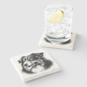 Drawing Australian Shepherd Stenen Onderzetter (Zijkant)