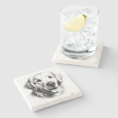 Drawing Golden Retriever Stenen Onderzetter (Zijkant)