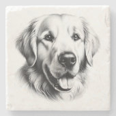 Drawing Golden Retriever Stenen Onderzetter (Voorkant)