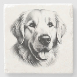 Drawing Golden Retriever Stenen Onderzetter