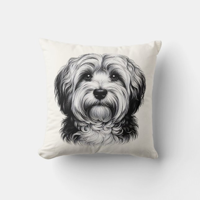 Drawing Havanese Dog Kussen (Voorkant)