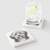 Drawing Havanese Dog Stenen Onderzetter (Zijkant)