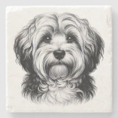 Drawing Havanese Dog Stenen Onderzetter (Voorkant)
