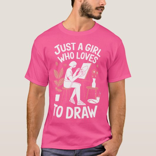 Drawing Lover is een meisje dat houdt van tekenen  T-shirt (Voorkant)